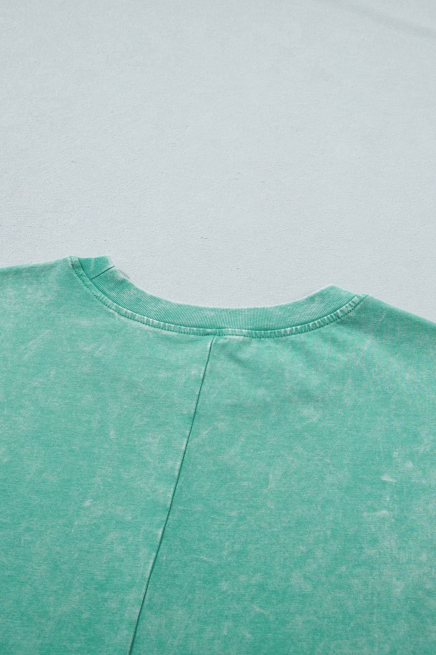 Mineral Washed Oversized Cotton Tee Drop Shoulder Round Neck Tunic Length