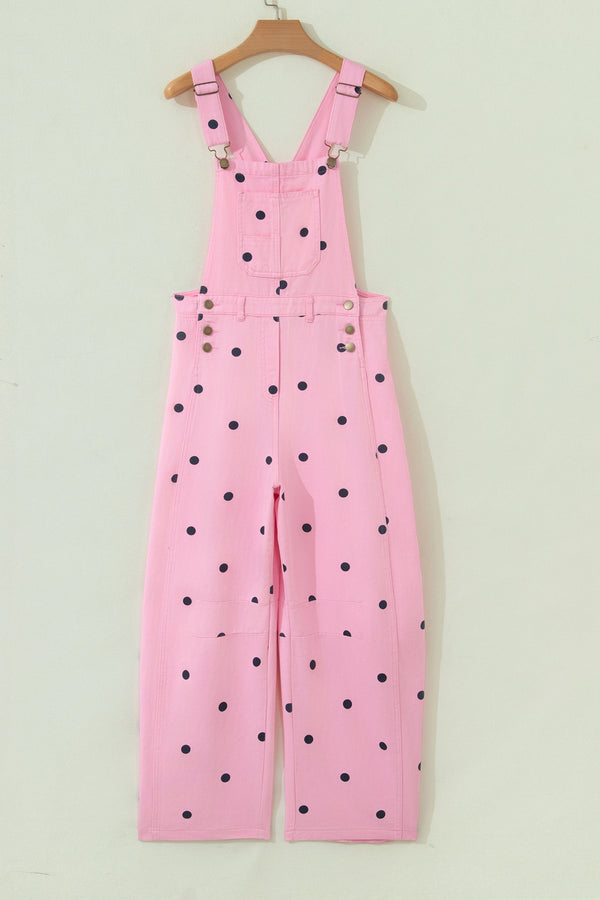 Polka Dot Denim Barrel Overalls Jumpsuit Women UK