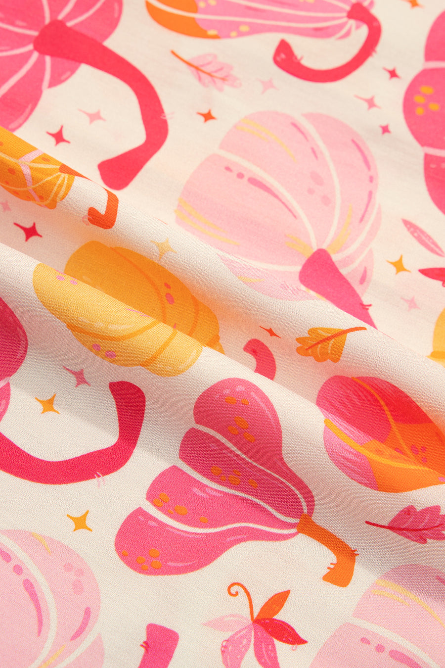 Pumpkin Print Shell Button Short Sleeve Lounge Set Women UK
