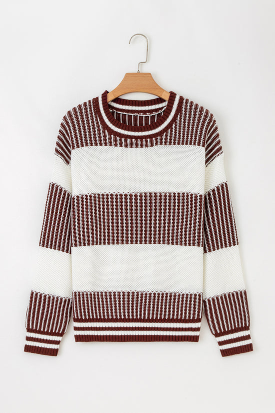 Loose Fit Striped Jumper – Two-Tone