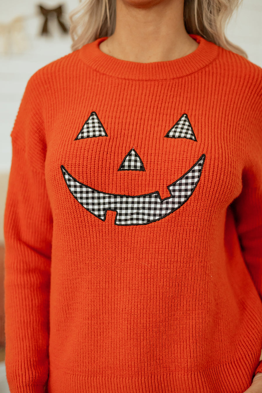 Halloween Drop Shoulder Round Neck Sweater