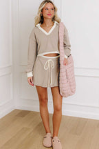 Cropped Top Drawstring Skirt Set