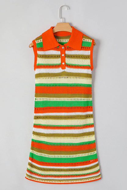 LaceStripe Crochet Dress - Fashionfitz