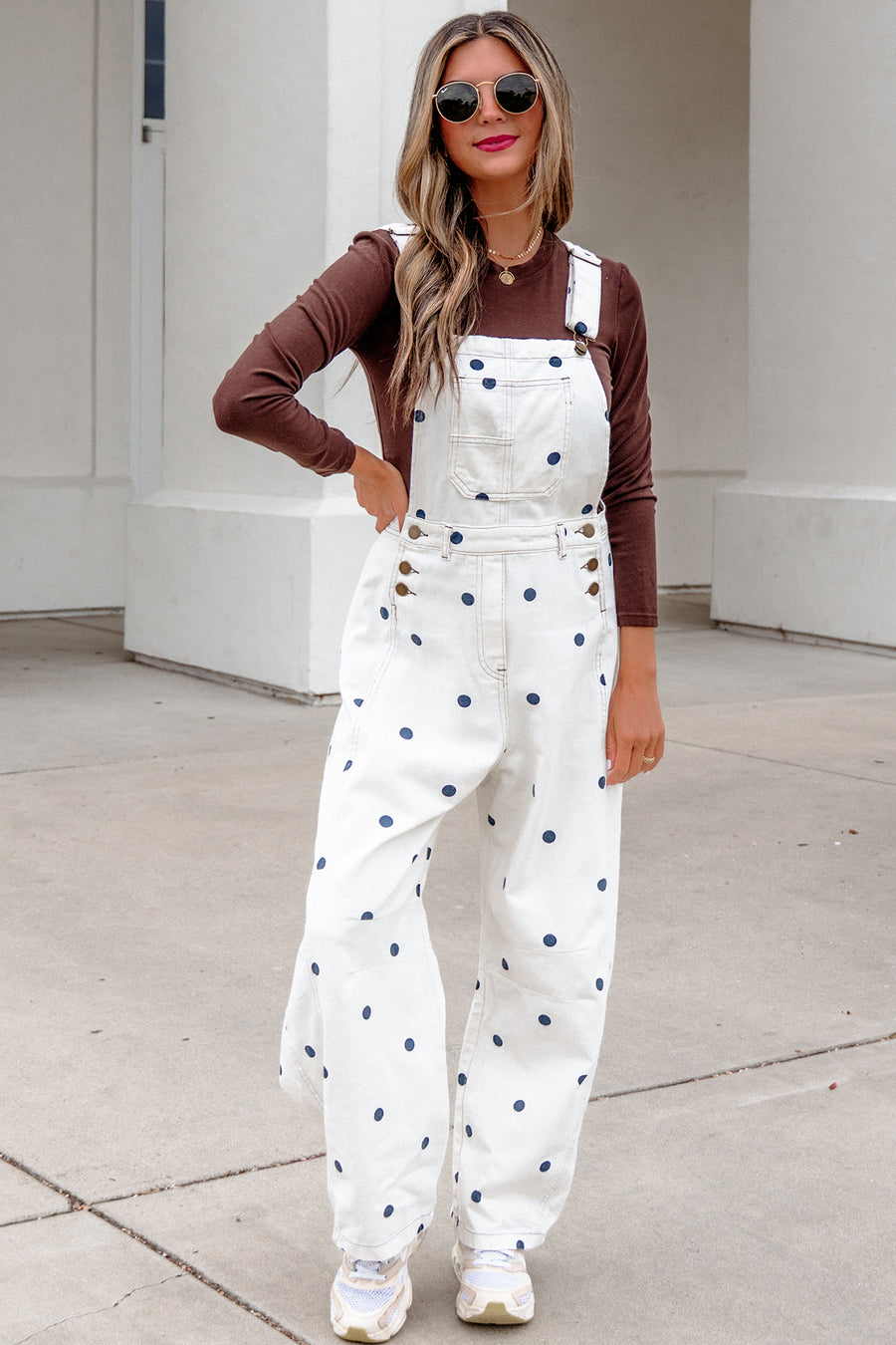 Polka Dot Denim Barrel Overalls Jumpsuit Women UK