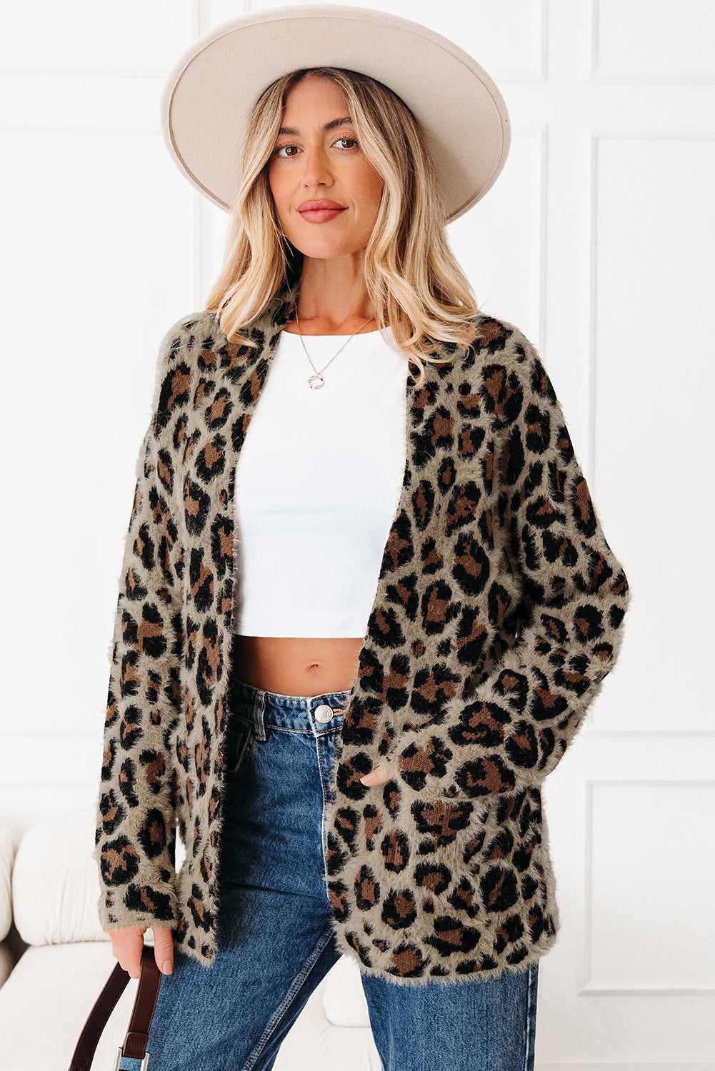 Brown Leopard Open Cardigan
