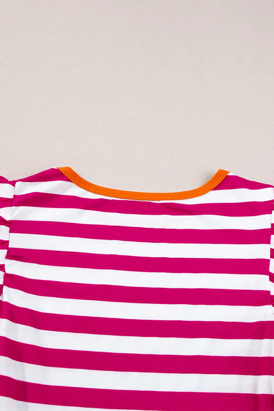 Rose red striped blouse – lightweight tops in bold pink | fashionfitz