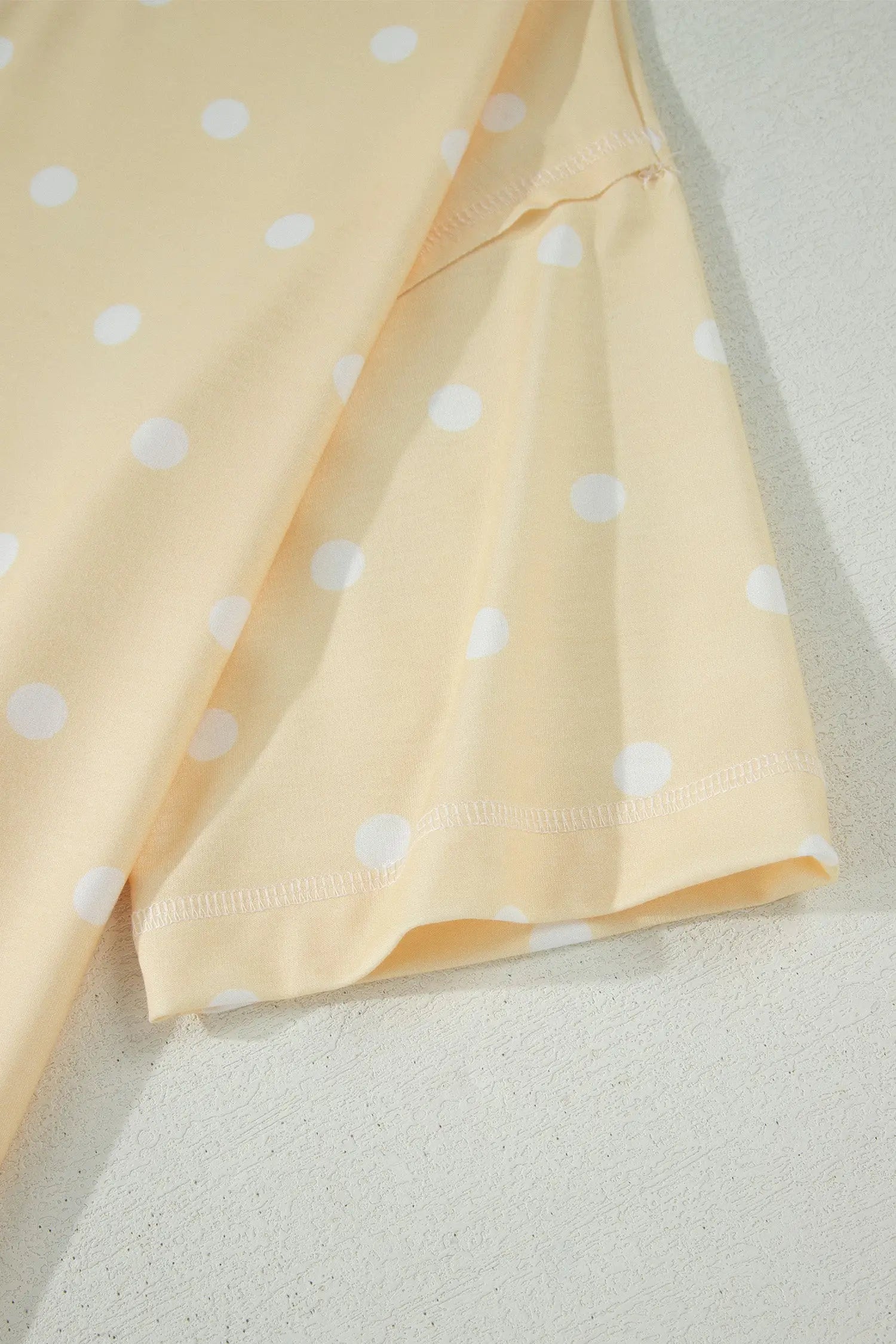 Polka Dot Exposed Seam Loose Tee Drawstring Shorts Two-Piece Set