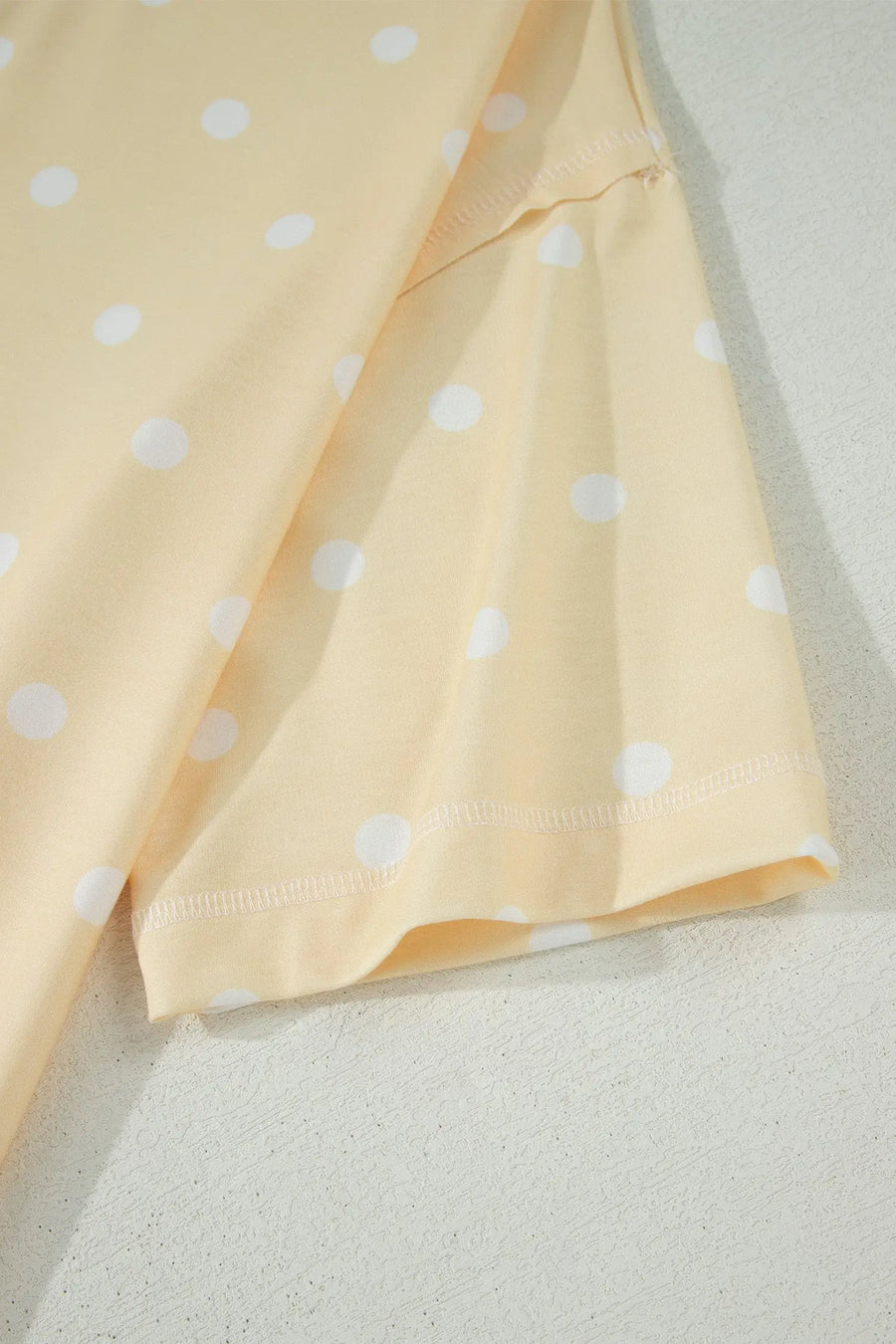 Polka Dot Exposed Seam Loose Tee Drawstring Shorts Two-Piece Set