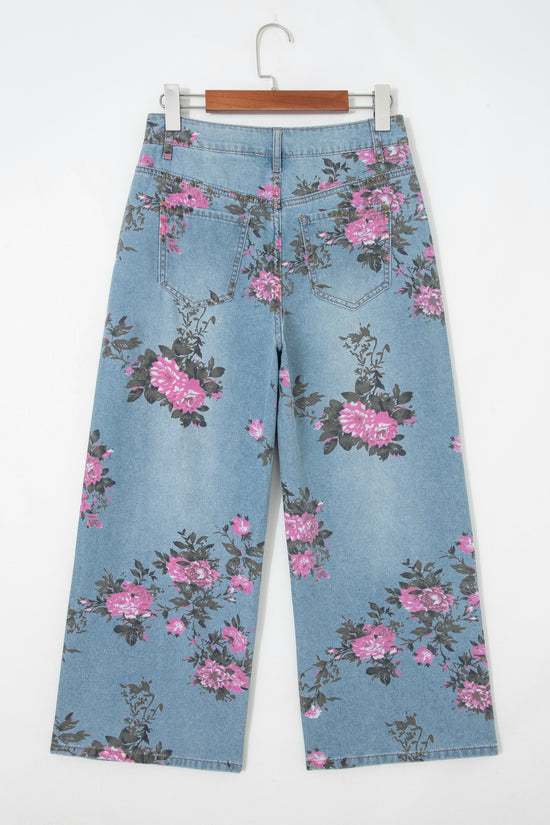 Garden Floral Print Low Rise Bootcut Denim Jeans