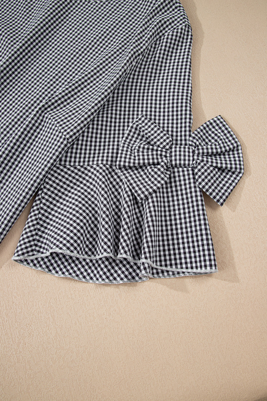 Plaid Bow Decor Bell Sleeve Plus Size Jumper Women UK