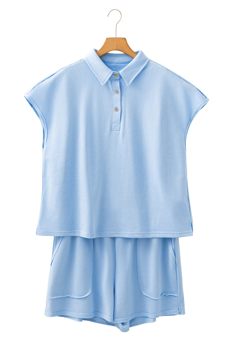Polo Tee & Elastic Waist Shorts Plus Size Set Women UK
