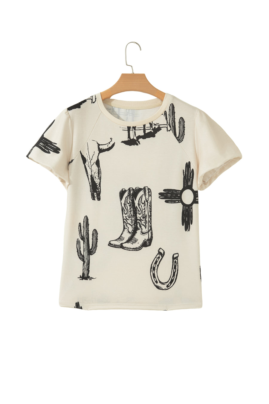 Retro Western Print Graphic T-Shirt Women UK