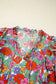 Red Floral Puff Sleeve Blouse