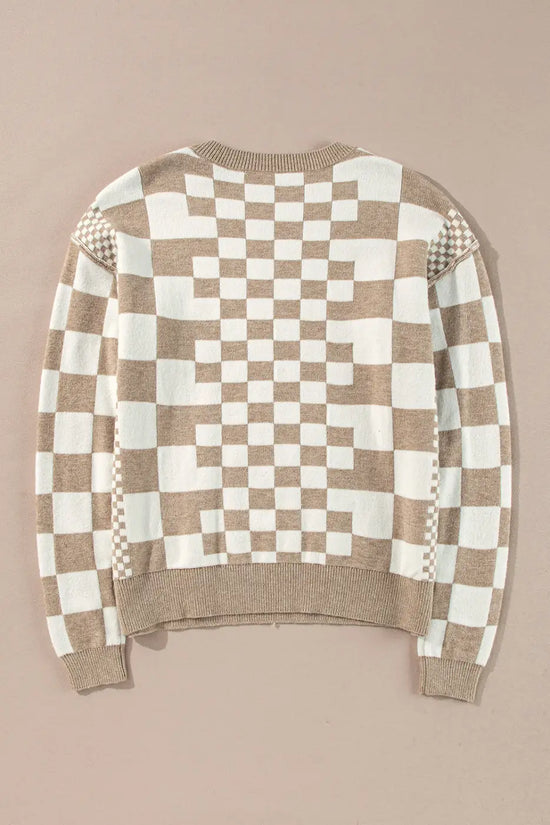 Smoky plaid soft knit jumper sweaters