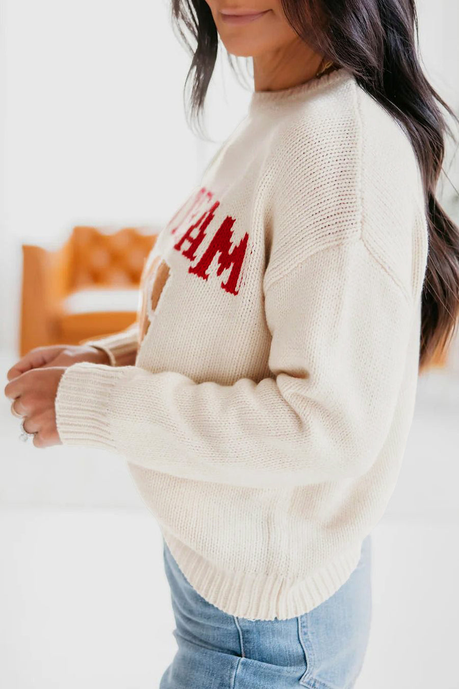 Go Team Football Drop Shoulder Knit Sweater Women UK