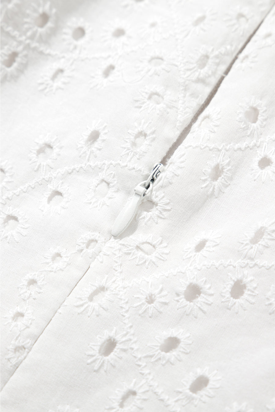 White Floral Eyelet Embroidered Sleeveless Shift Dress