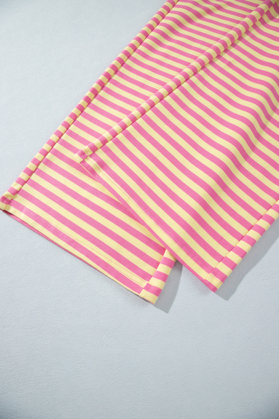 Pink Stripe Colourblock Crew Neck Tee & Drawstring Pant Set