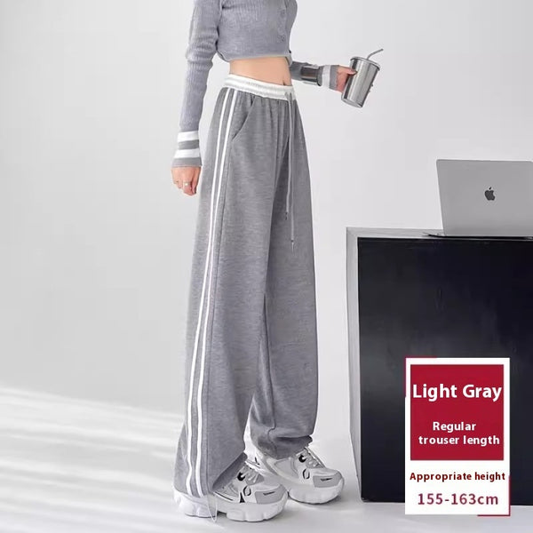 High waist wide leg sweatpants women UK — front view black