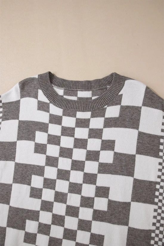 Smoky plaid soft knit jumper sweaters