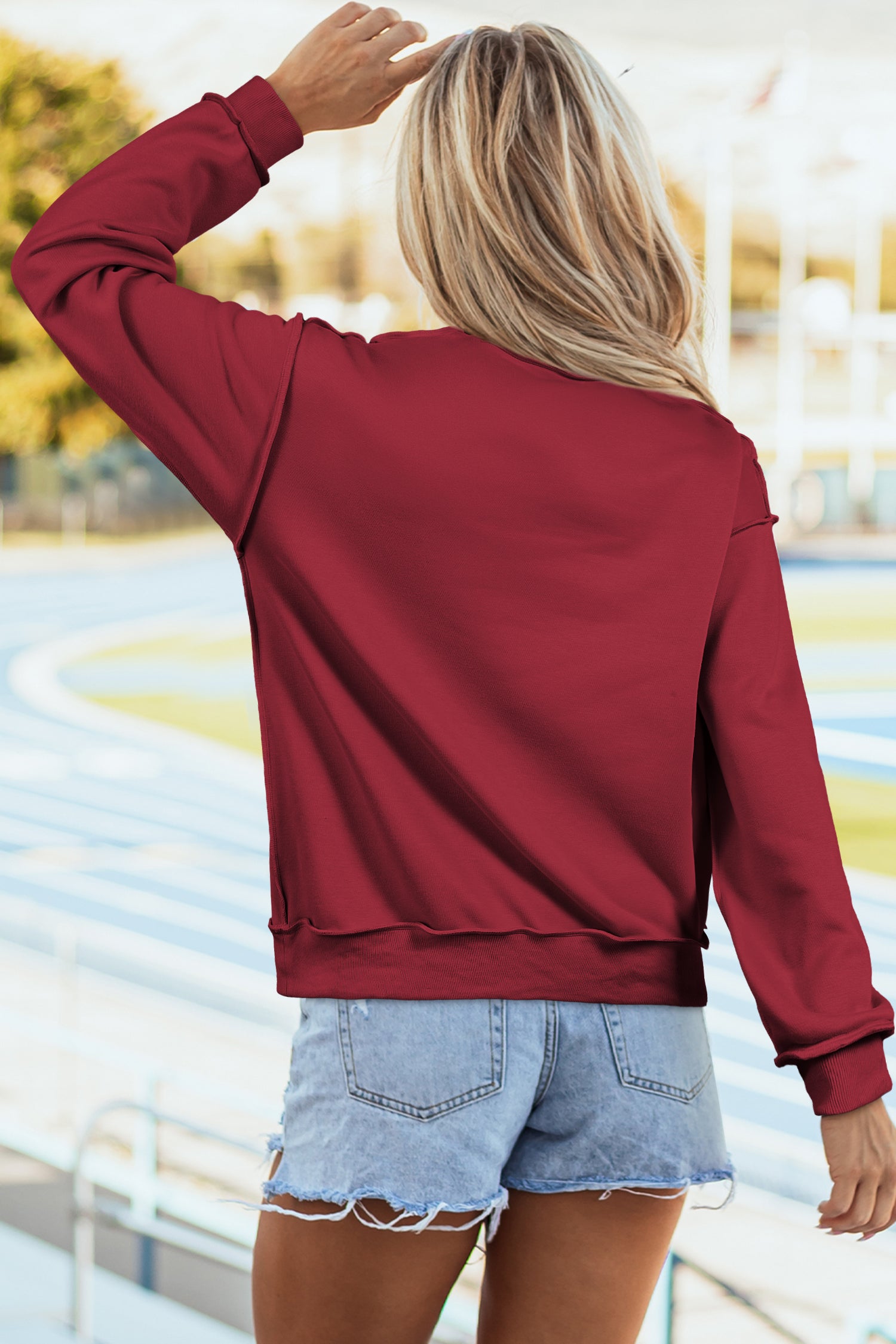 Drop Shoulder Reversible Mock Neck Sweatshirt Women UK