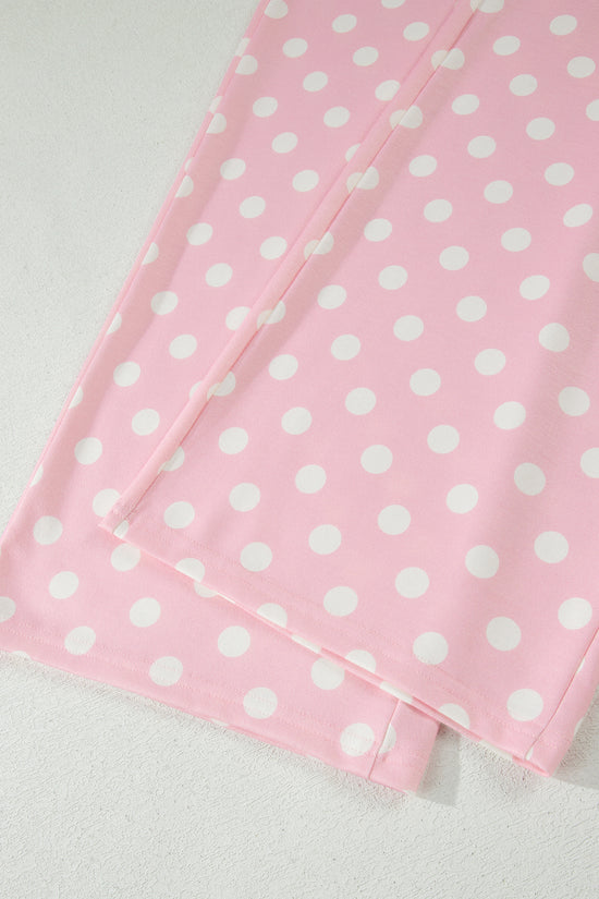 Polka Dot Mock Neck Short Sleeve Top & Shift Trousers Co-Ord Set