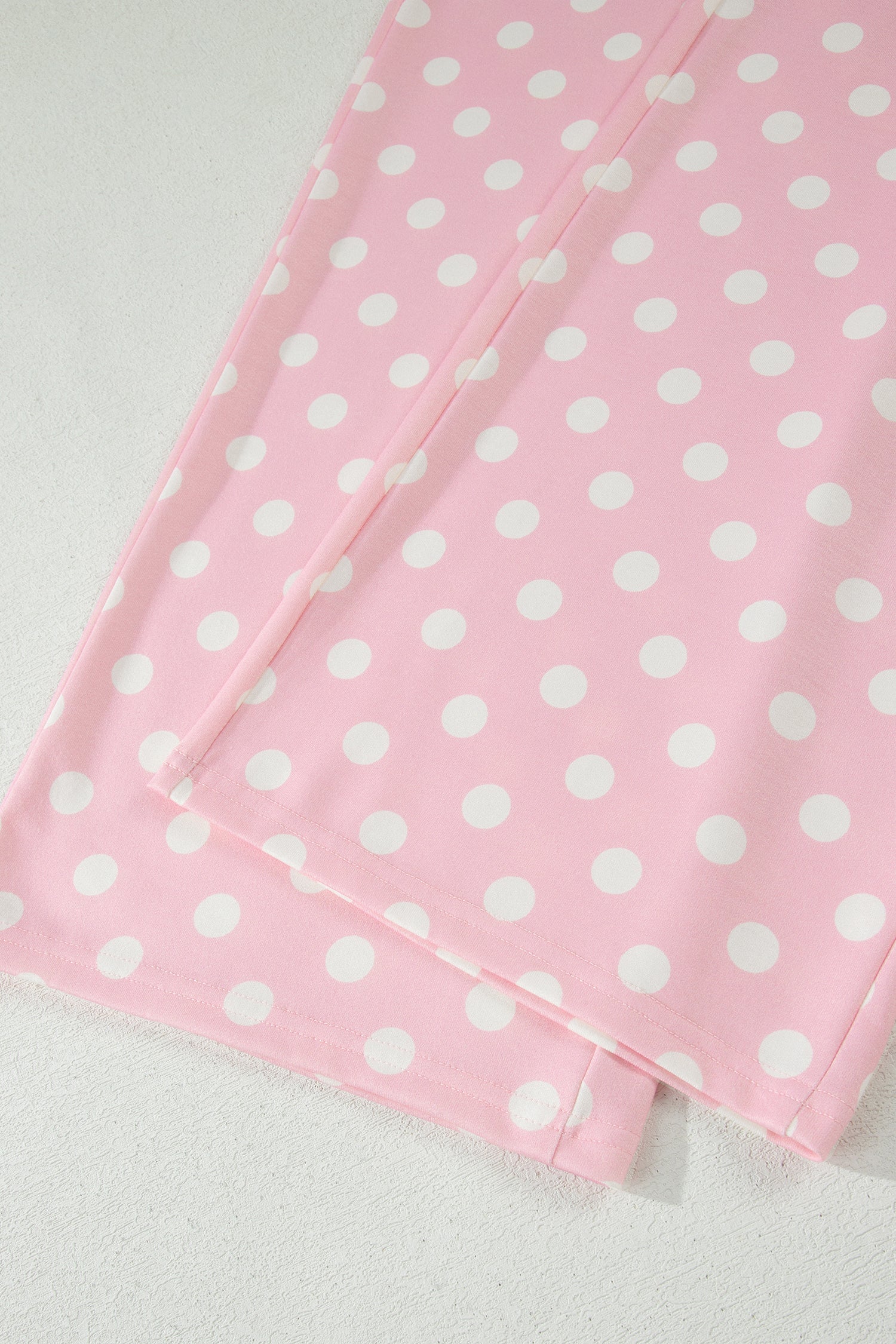 Polka Dot Mock Neck Short Sleeve Top & Shift Trousers Co-Ord Set