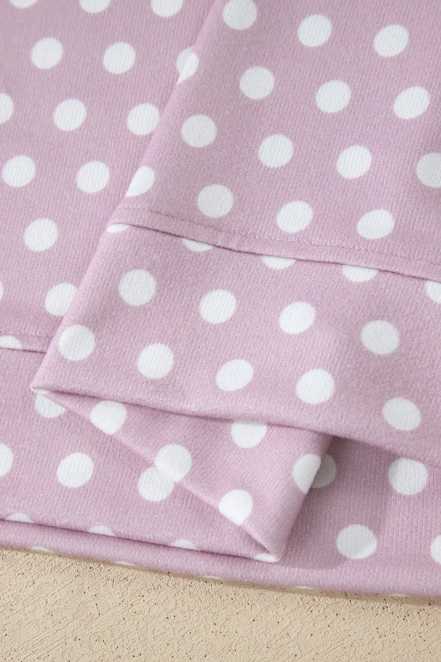 Women's purple polka dot print short set lookbook casual
