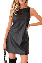 Black Vegan Leather Sleeveless Mini Dress
