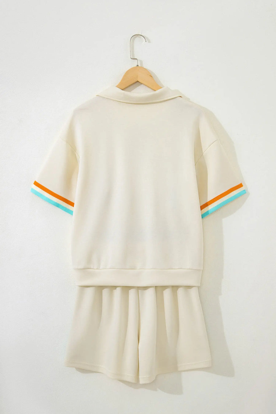 Striped half zip polo short set two piece women uk | fashionfitz
