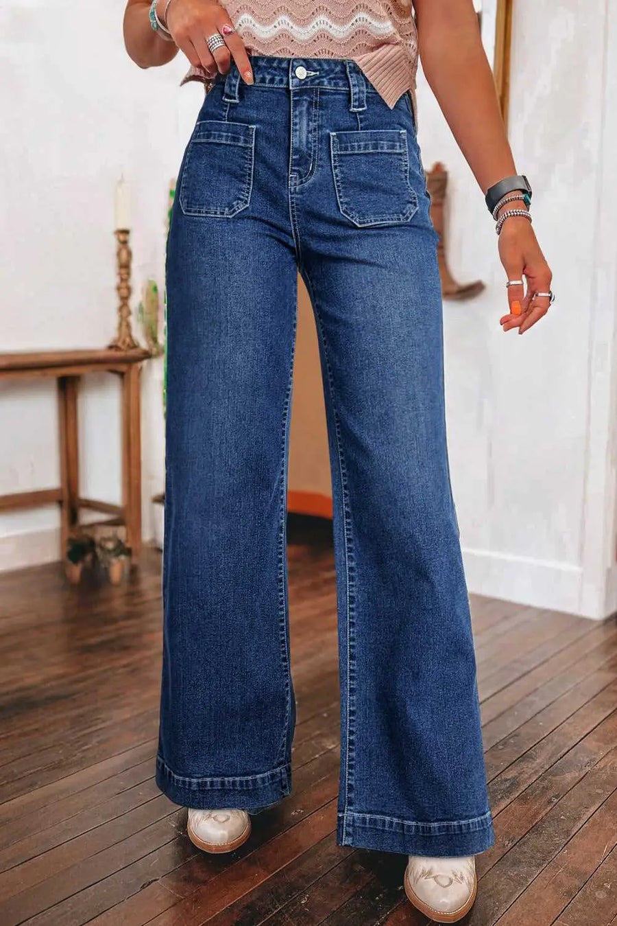 Nautical breeze wide-cut jeans - high waist wide leg durable denim