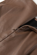 Brown Faux Leather Sleeveless Mini Dress