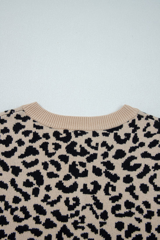 Oversized Chunky Knit Leopard Cardigan