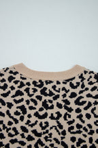 Oversized Chunky Knit Leopard Cardigan