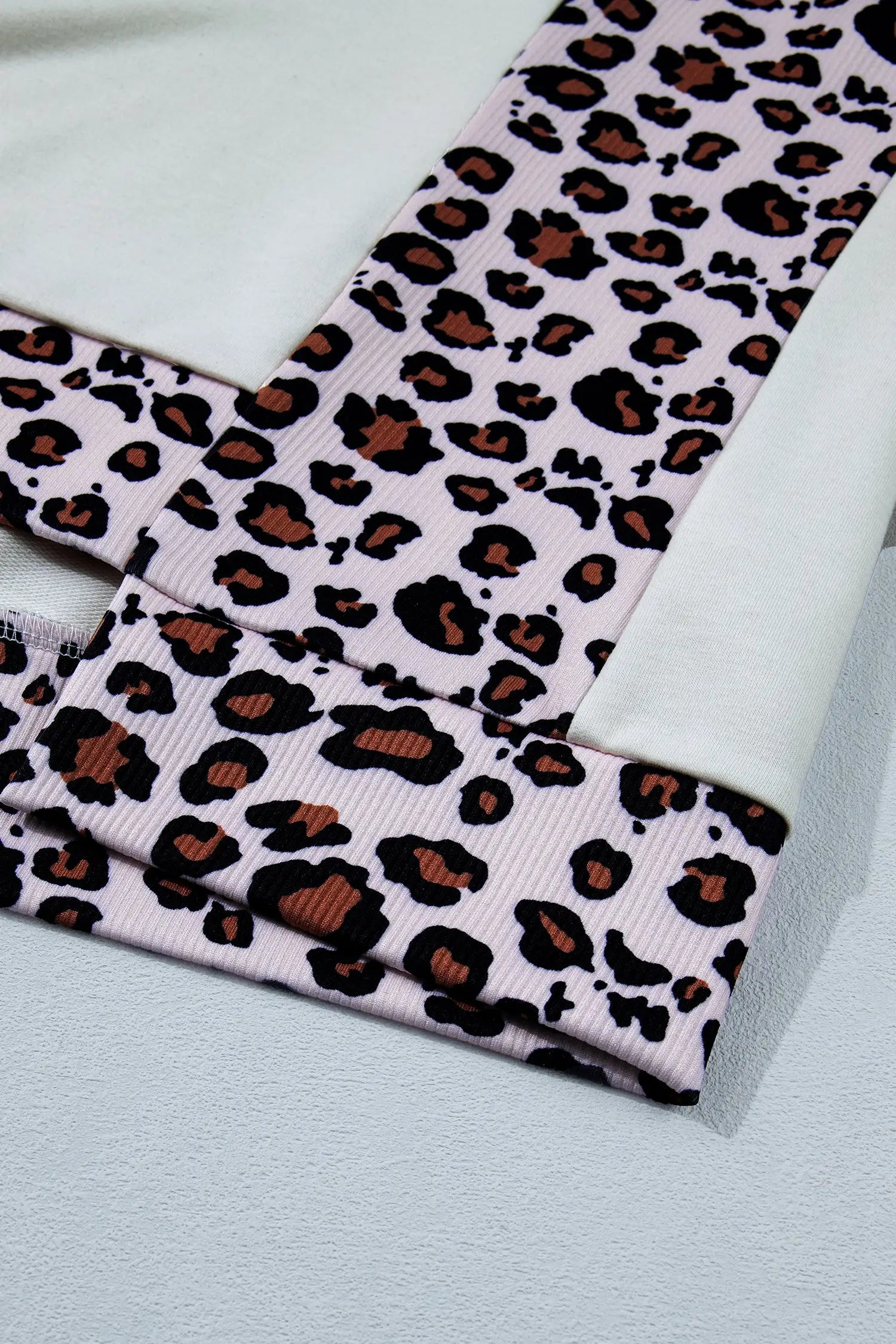 Ribbed leopard patchwork uneven hem t-shirt t-shirts