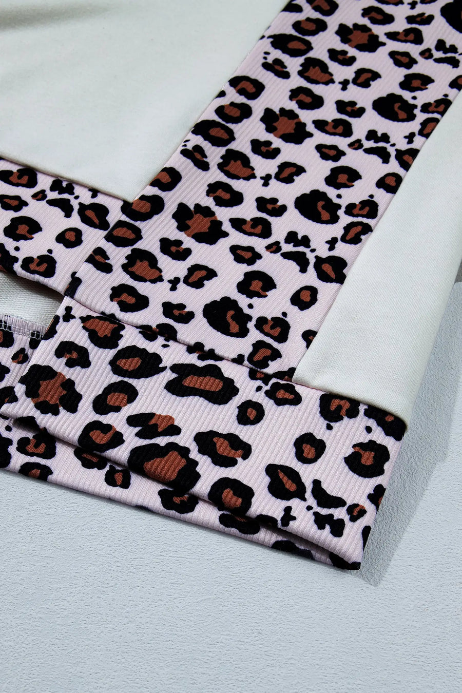 Ribbed leopard patchwork uneven hem t-shirt t-shirts