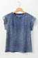 Denim Top - Dusk Blue Acid Wash Pearl Embellishments - Fashionfitz