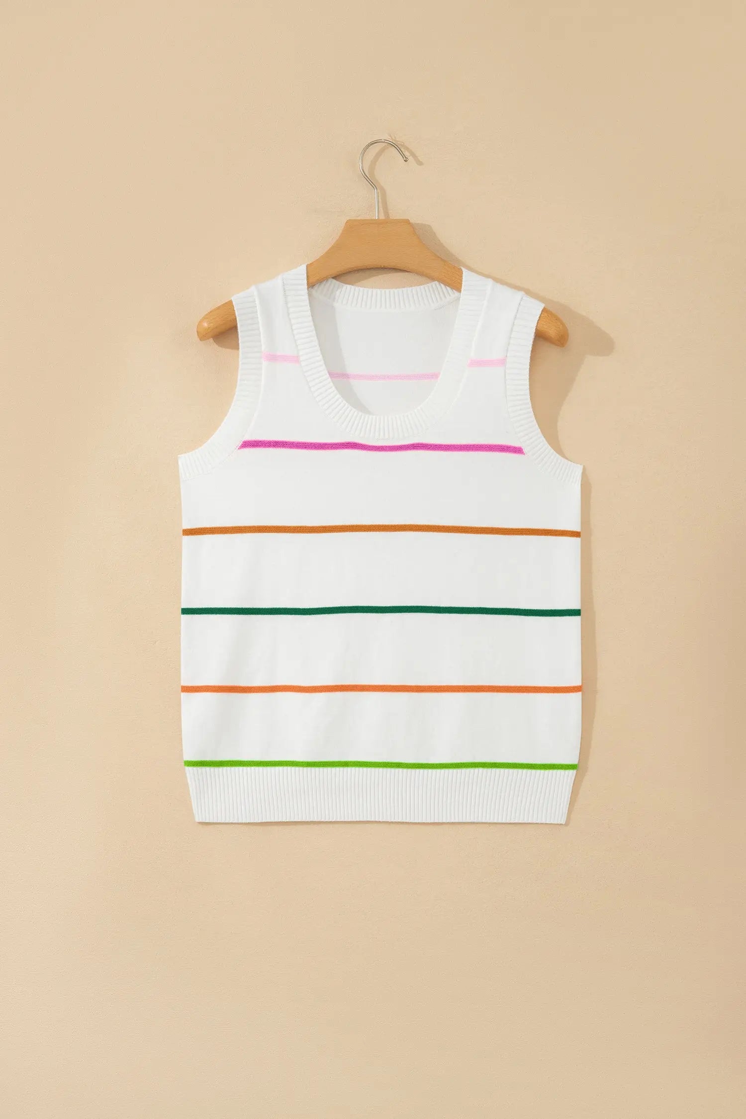 Women’s stripe ribbed knit sleeveless sweater vest tank top sweaters
