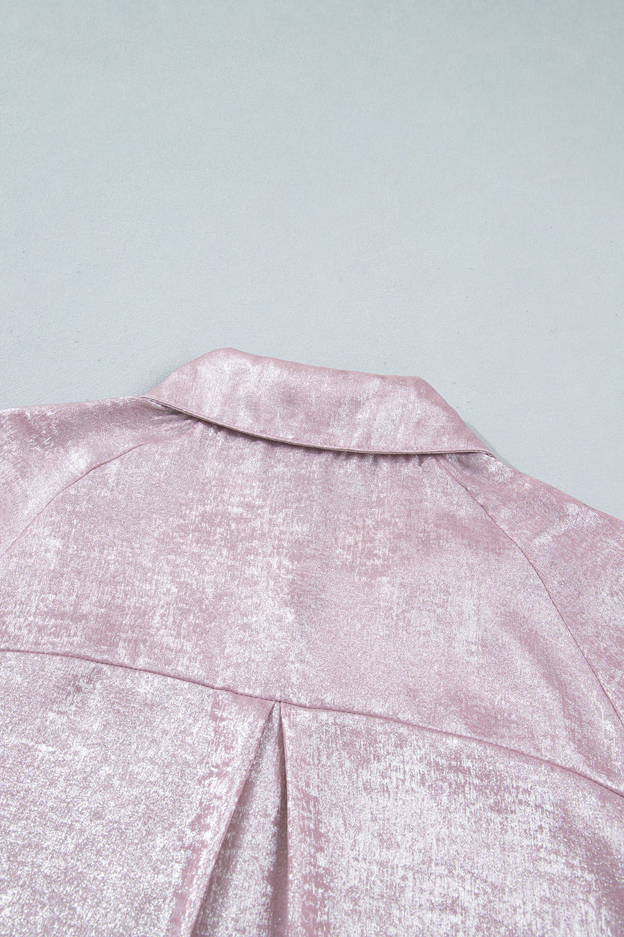 Button Front Ruffle Cuffs Back Paneling Blouse
