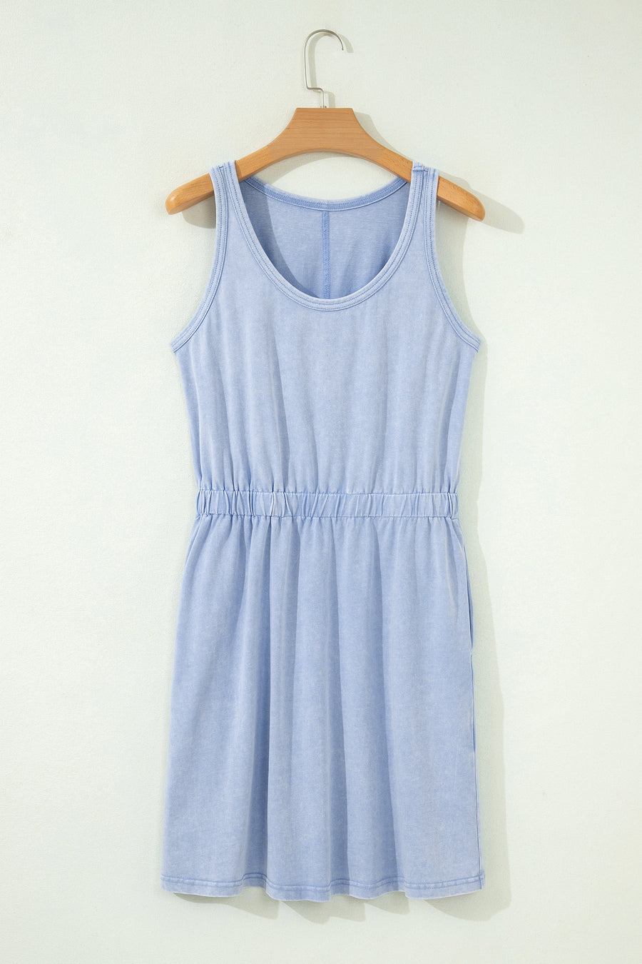 Smoke Gray Mineral Wash Sleeveless Mini Dress Women UK — close-up third option | Fashionfitz UK