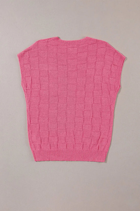 Lattice short sleeve sweater - pink sweaters