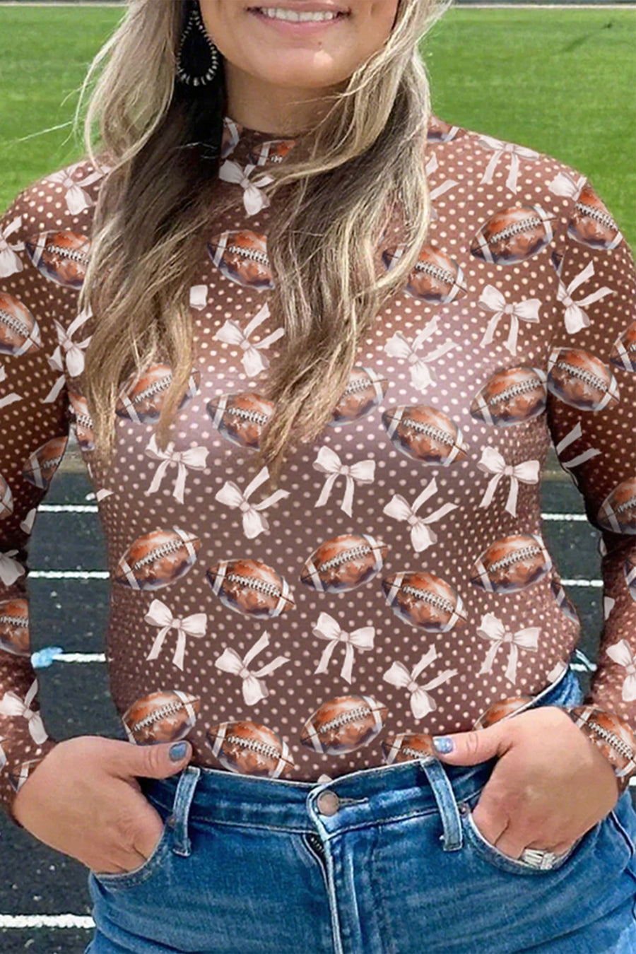 Polka Dot Bow Print Mesh Top Women UK — side view showing long sleeve and semi-sheer mesh quality — Fashionfitz