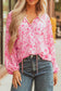 Close-up of fabric texture on Pink Floral Lightweight Blouse, showing pink floral print and lightweight material.