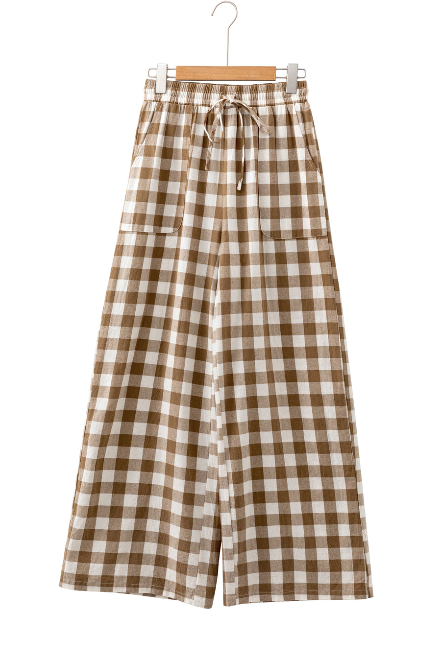 Gingham Wide Leg Trousers Women UK — front view third option | Fashionfitz UK