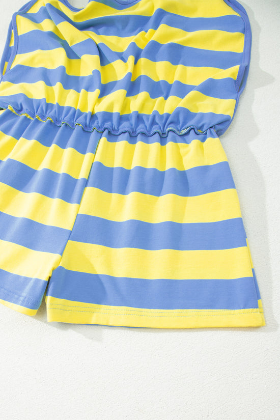 Yellow Stripe Dolman Tee & Drawstring Skort Athletic Set Women UK