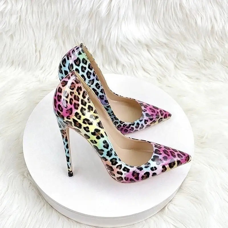Colorful Leopard Print Stiletto High Heels Shoes