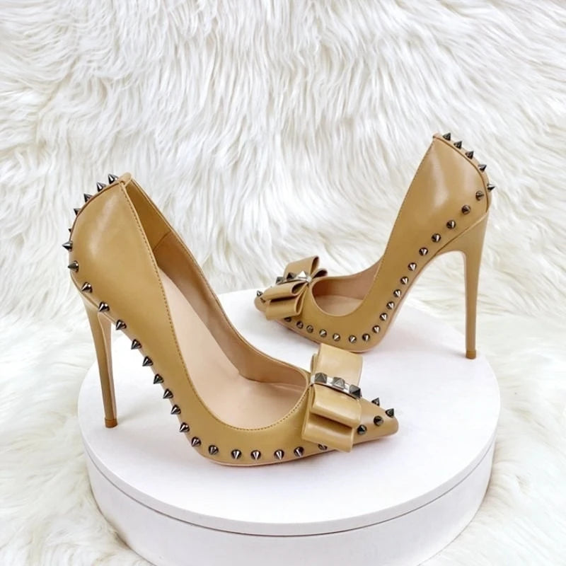 Bow Rivet High Heel Stiletto Shoes