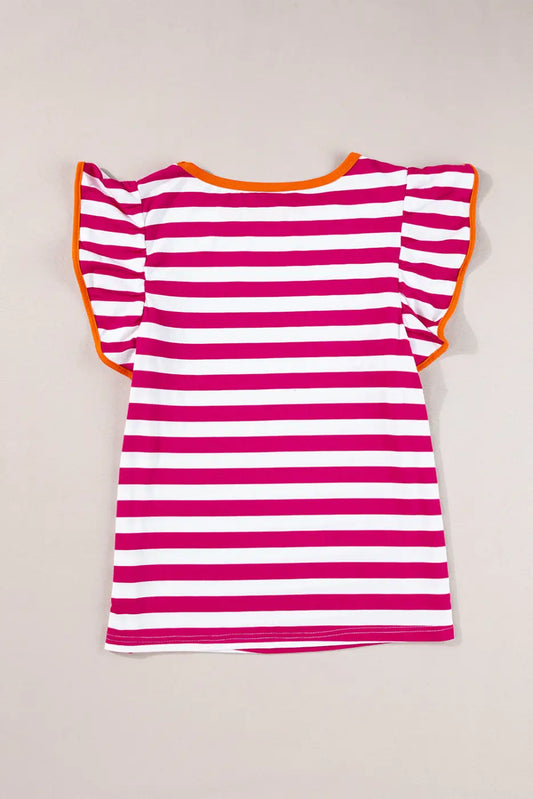 Rose red striped blouse – lightweight tops in bold pink | fashionfitz