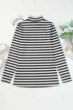 Striped Textured Knit Long Sleeve Tee