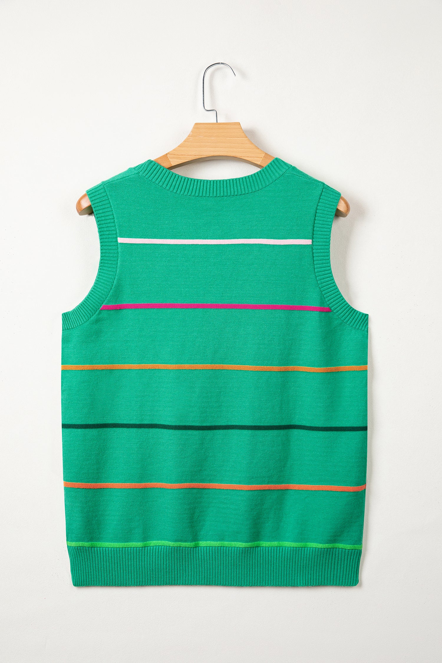 Women's Stripe Ribbed Knit Sleeveless Sweater Vest Tank Top