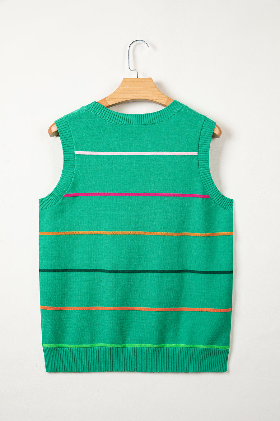 Women's Stripe Ribbed Knit Sleeveless Sweater Vest Tank Top